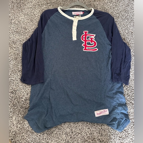 St. Louis Cardinals Mitchell & Ness 3/4 sleeve Tee - Picture 1 of 4